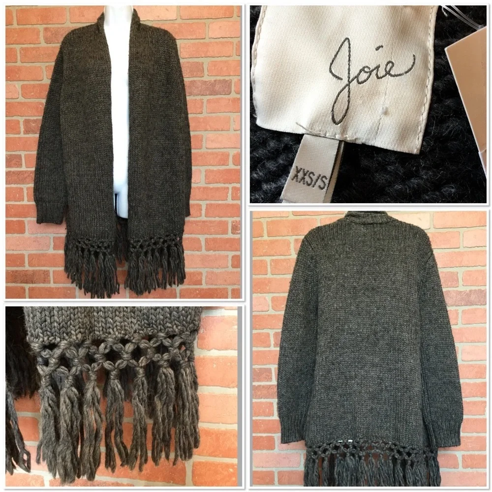 NWT Joie Open Front Fringe Cardigan Sweater XXS